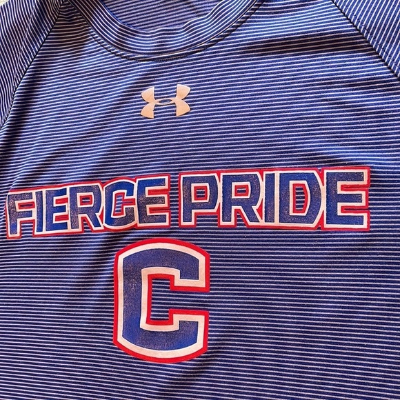 UNDER Armour L Loose fit headgear blue striped Shirt, Cleveland HS Fierce Pride - Picture 2 of 8